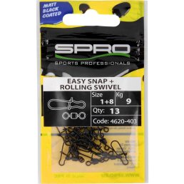 Spro Matte Black Easy Snap + Rolling Swivel Gr. 0+10 / 8 kg