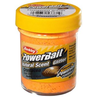 BERKLEY - Pastă pescuit la păstrăv POWERBAIT FLUO PORTOCALIU GLITTER