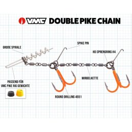 VMC Double Pike Chain UV Orange Gr. L
