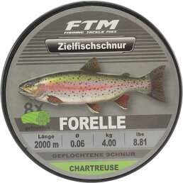 FTM Zielfischschnur geflochten Forelle Chartreuse 2000m - 0,06mm / 4,0kg
