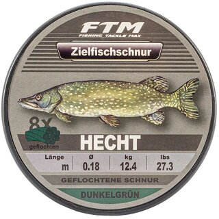 FTM Zielfischschnur geflochten Hecht Dunkelgrün