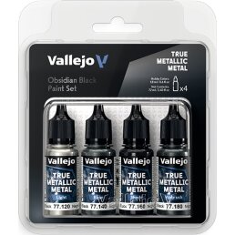 Vallejo True Metallic Metal Paint Set Obsidian Black