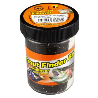 Trout Finder Bait Forellenteig Glitter Kadaver schwimmend Schwarz-Weis