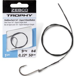 Zebco Trophy Stahlvorfach 7x7 - Expert Einzelhaken 15 kg / 60 cm