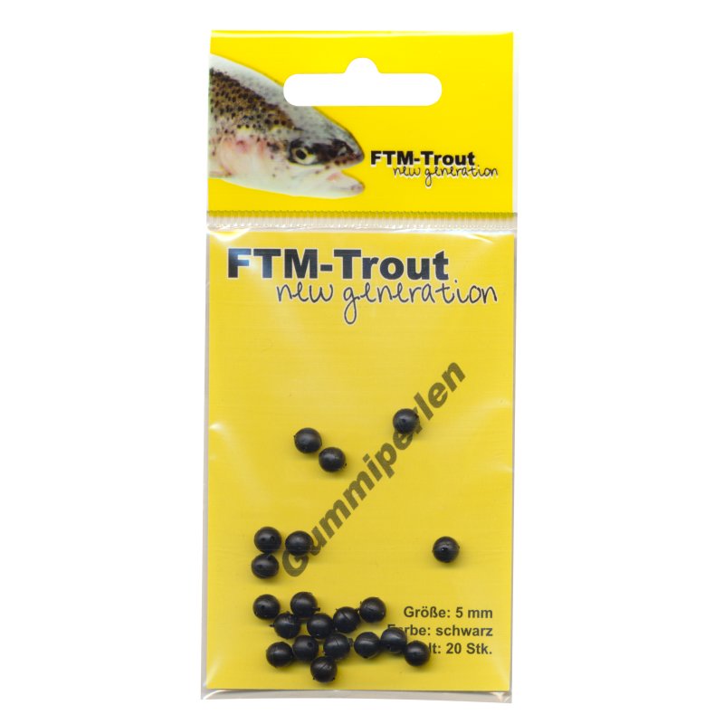 FTM Gummiperlen Schwarz 20 Stück 4mm Fishing Tackle Max 